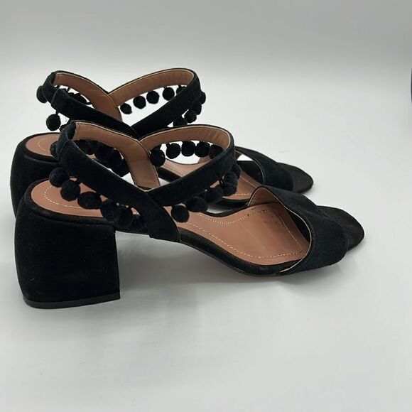 Zara Woman Sandals Pom-Poms Fun Suede‎ Unique Size 6.5 B22A - Picture 6 of 9